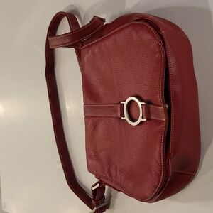 Red Genuine Leather Crossbody Bag